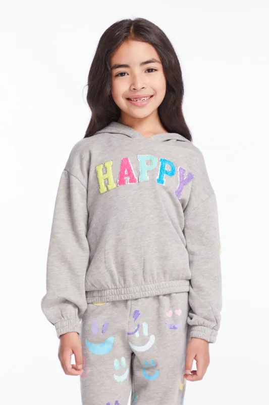 Glitter Smiley Girls Pullover Hoodie sold by Chaser