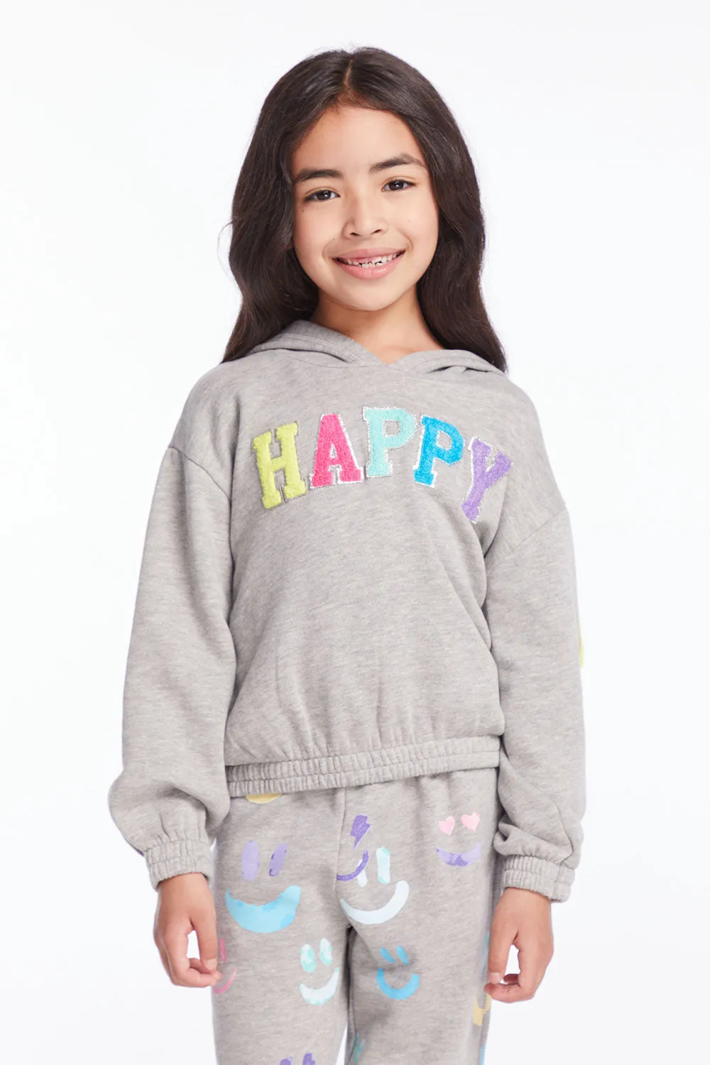 Glitter Smiley Girls Pullover Hoodie sold by Chaser