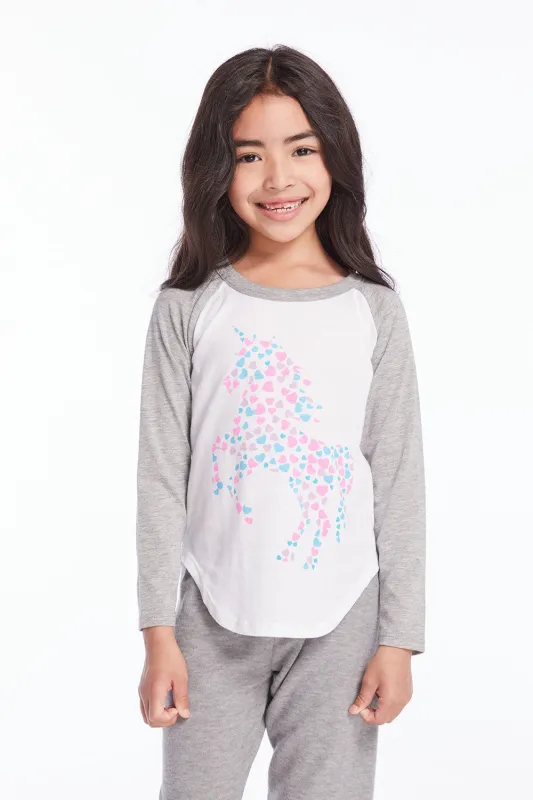 Heart Filled Unicorn Girls Long Sleeve sold by Chaser