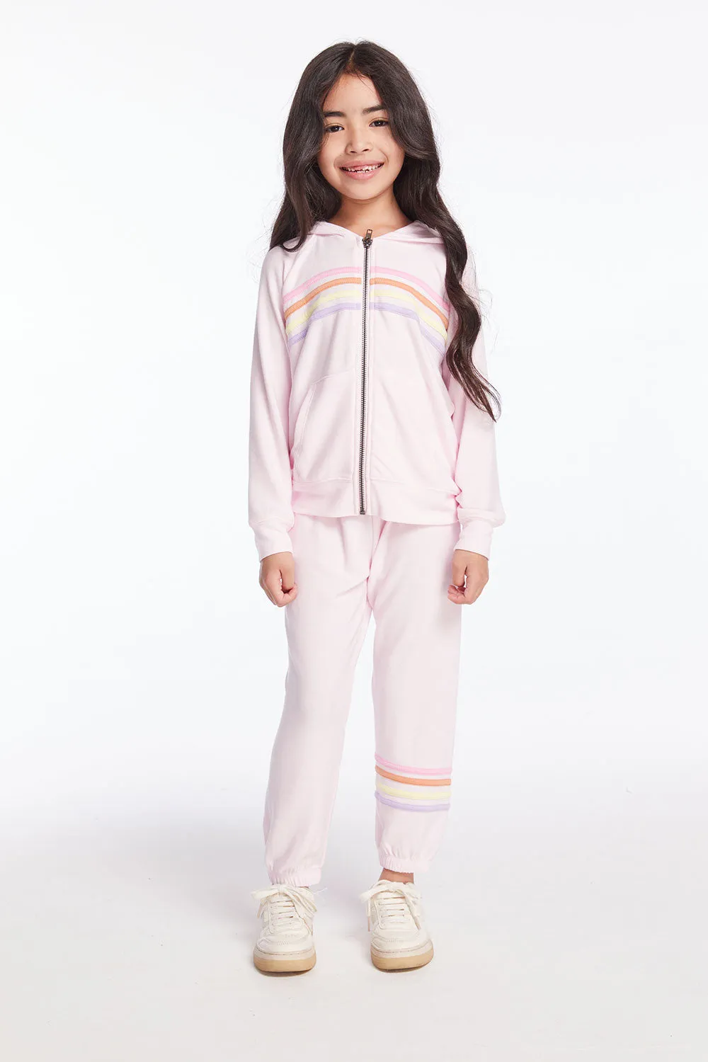 Girls Pinky Rainbow Zip Up Hoodie sold by Chaser product image thumbnail 5