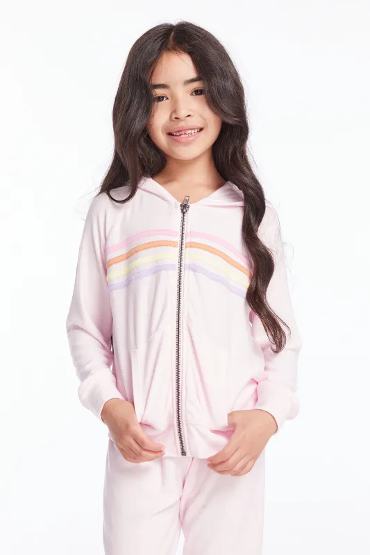Girls Pinky Rainbow Zip Up Hoodie sold by Chaser