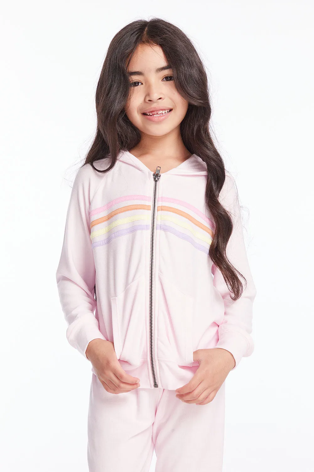 Girls Pinky Rainbow Zip Up Hoodie sold by Chaser