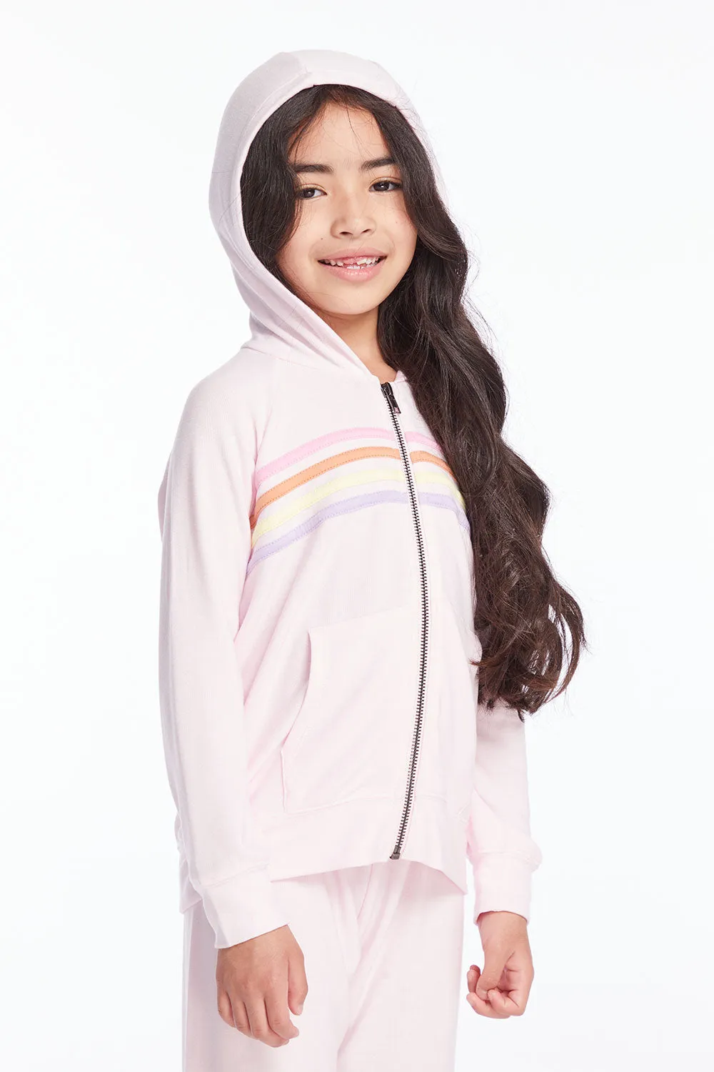 Girls Pinky Rainbow Zip Up Hoodie sold by Chaser product image thumbnail 2