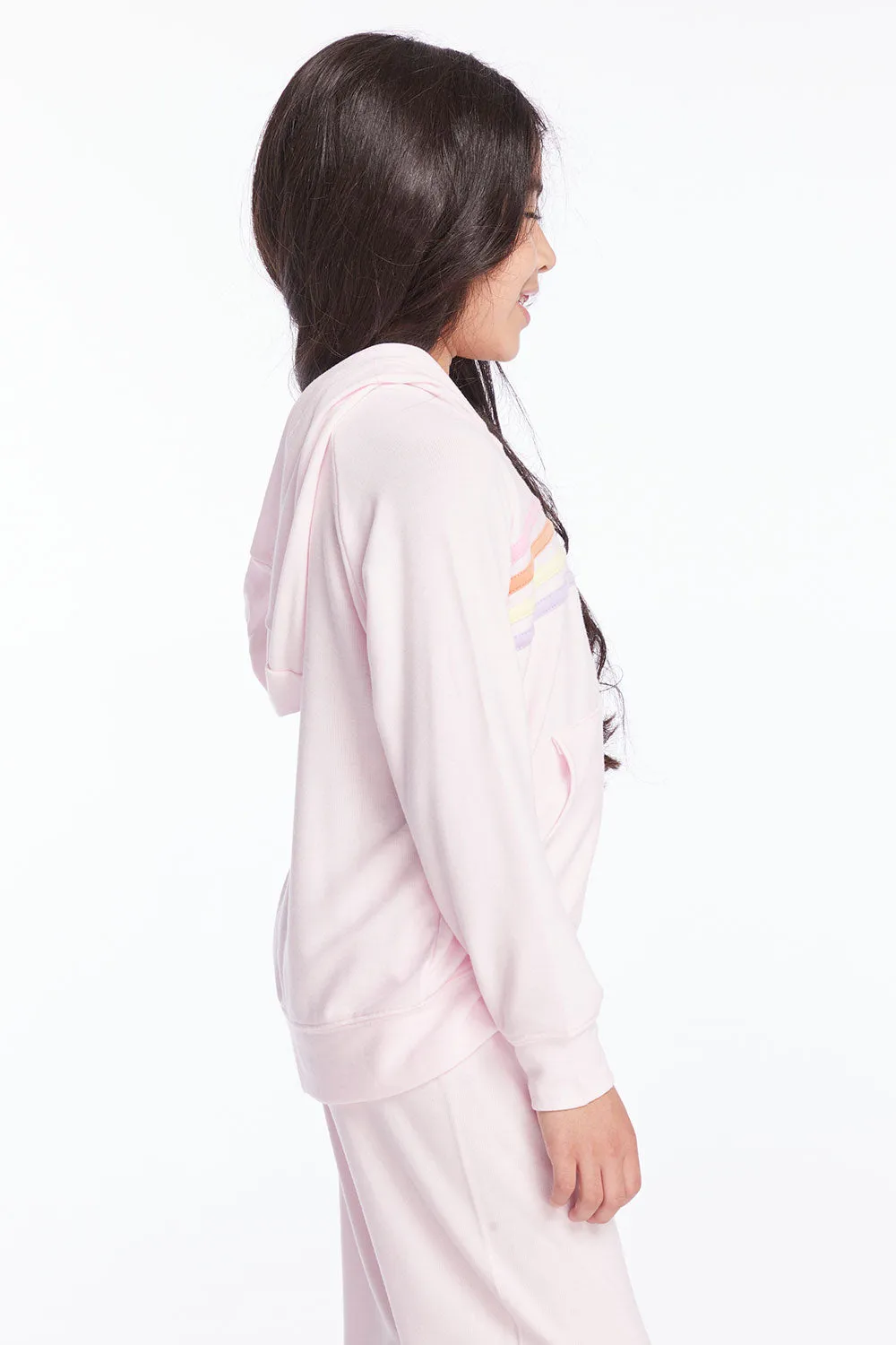 Girls Pinky Rainbow Zip Up Hoodie sold by Chaser product image thumbnail 3