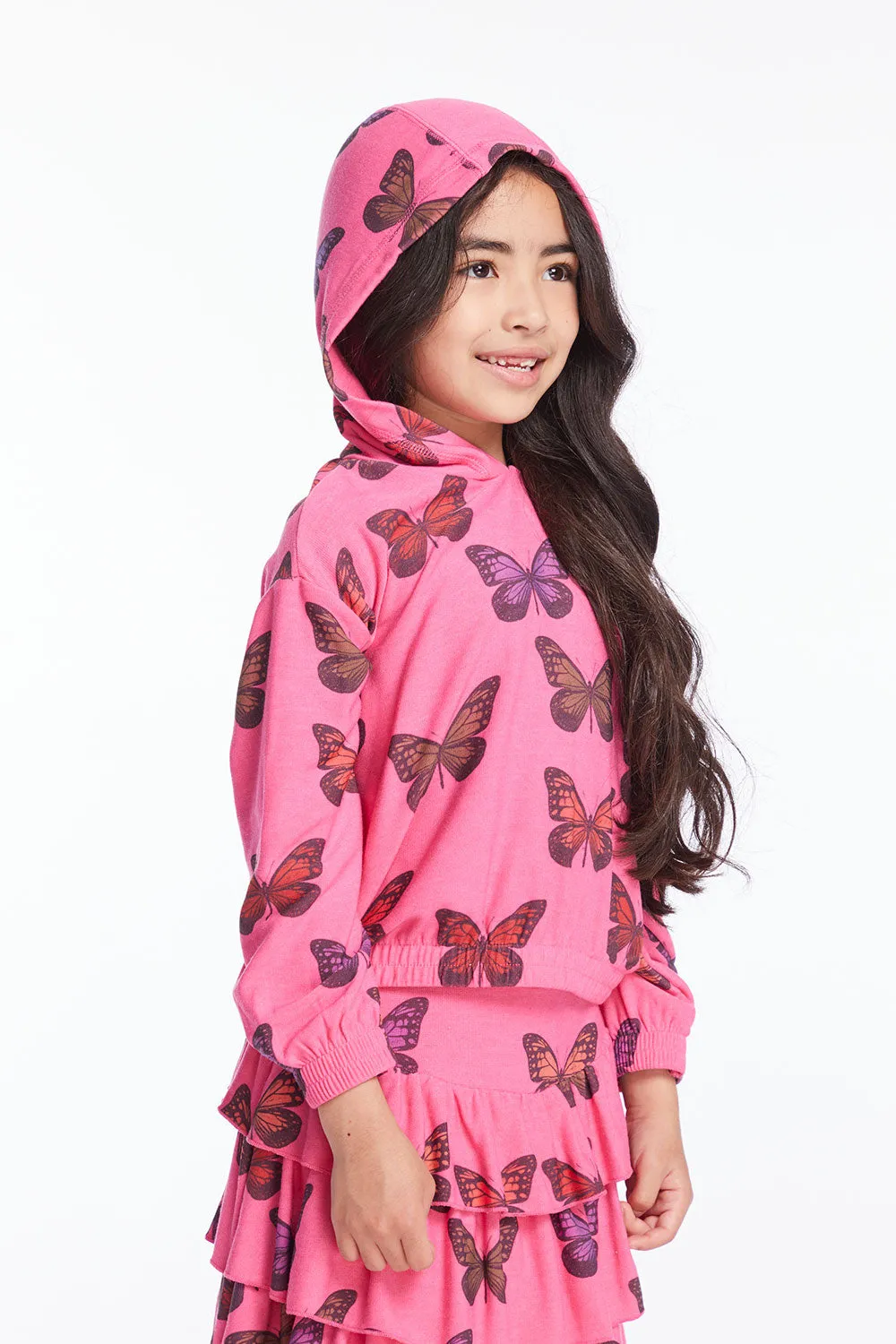 Colorful Butterflies Girls Pullover Hoodie sold by Chaser product image thumbnail 2