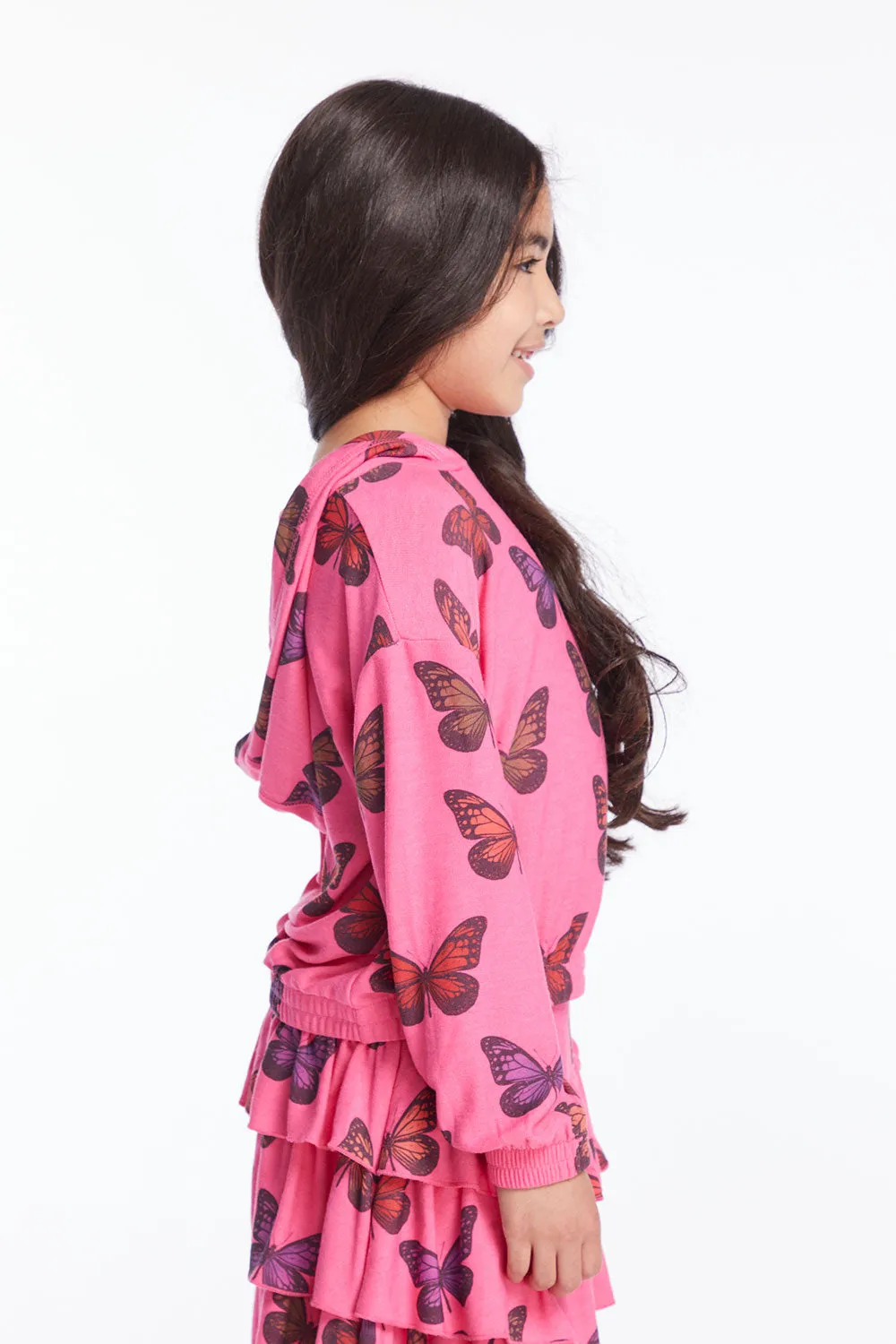 Colorful Butterflies Girls Pullover Hoodie sold by Chaser product image thumbnail 3