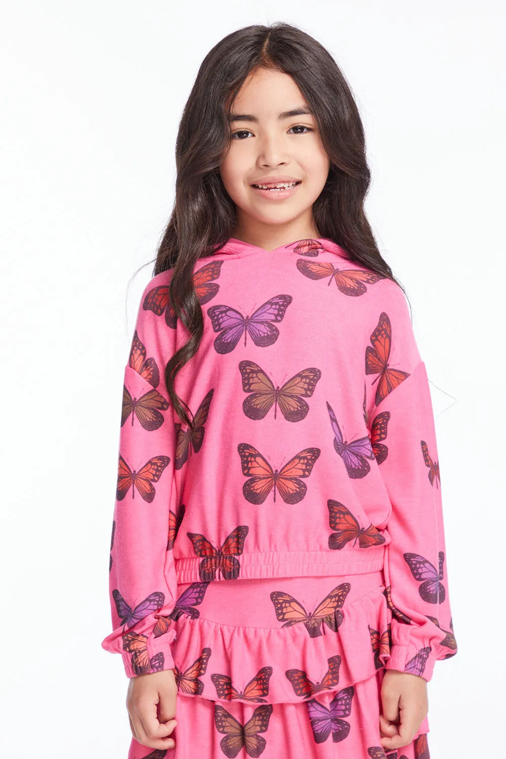 Colorful Butterflies Girls Pullover Hoodie sold by Chaser