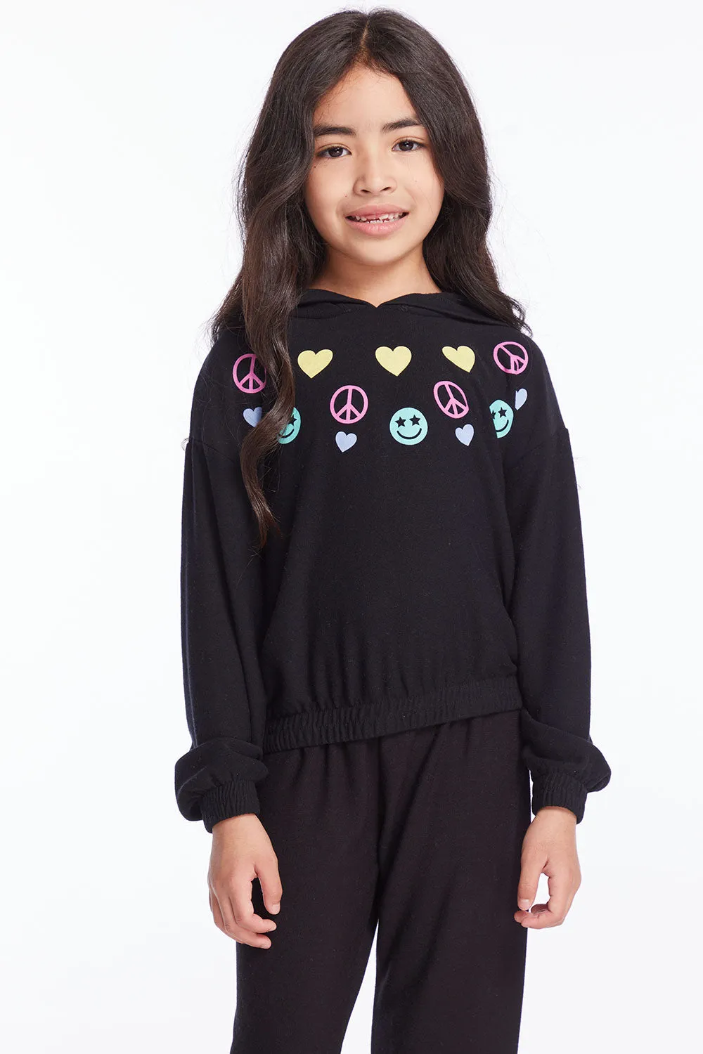 Peace Love Happiness Girls Pullover Hoodie sold by Chaser