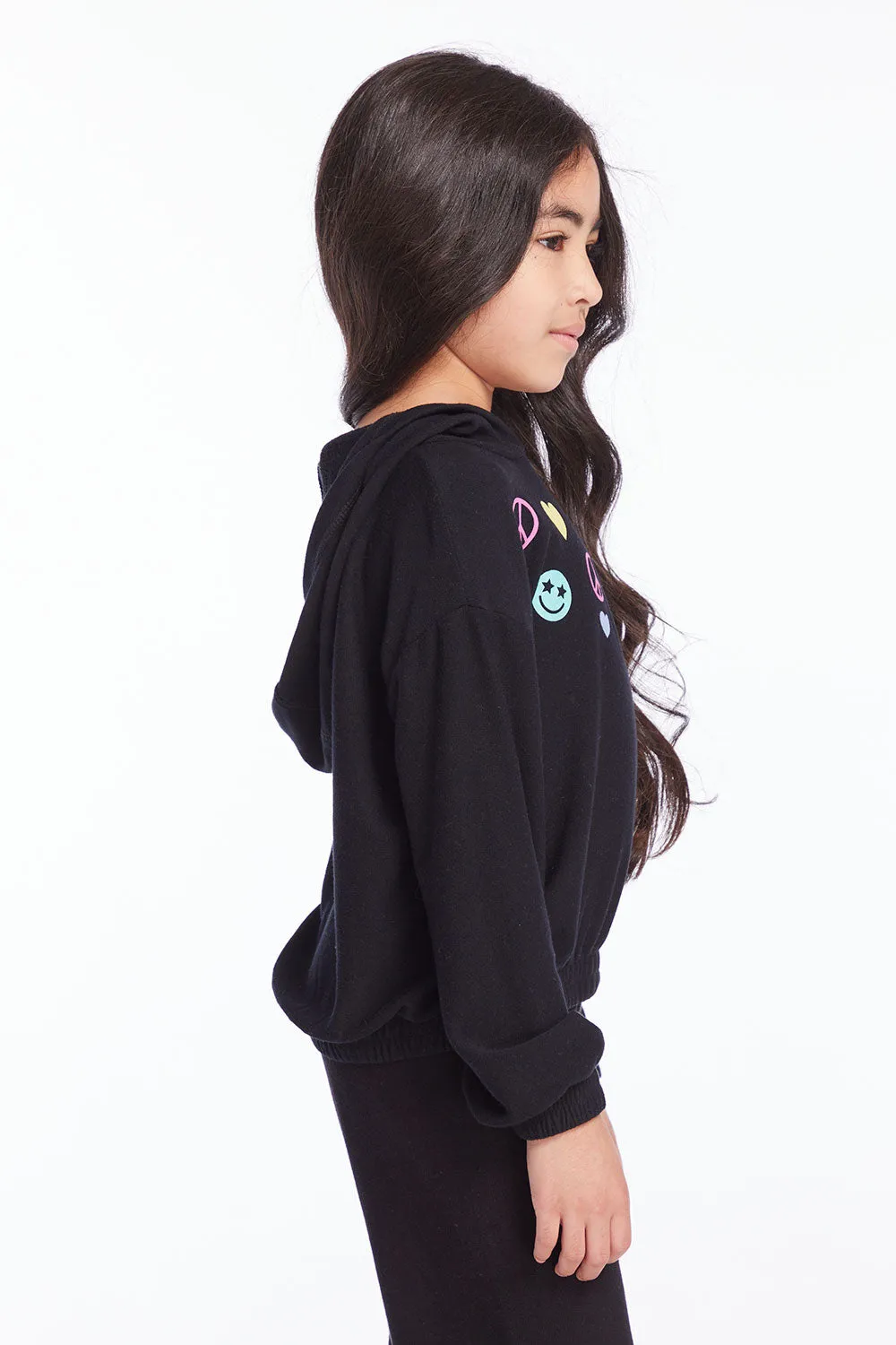 Peace Love Happiness Girls Pullover Hoodie sold by Chaser product image thumbnail 4