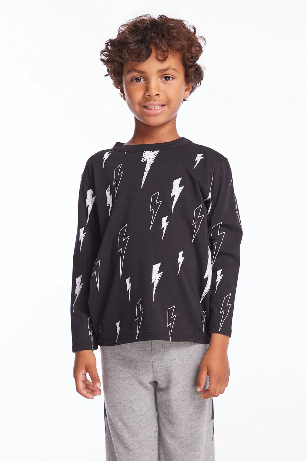 Allover Bolts Boys Long Sleeve Crew Neck Tee sold by Chaser