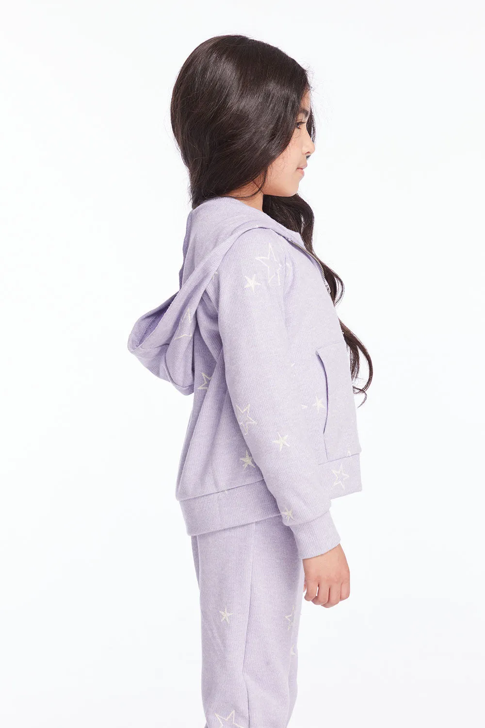 Girls Purple Sky Zip Up Hoodie sold by Chaser product image thumbnail 3