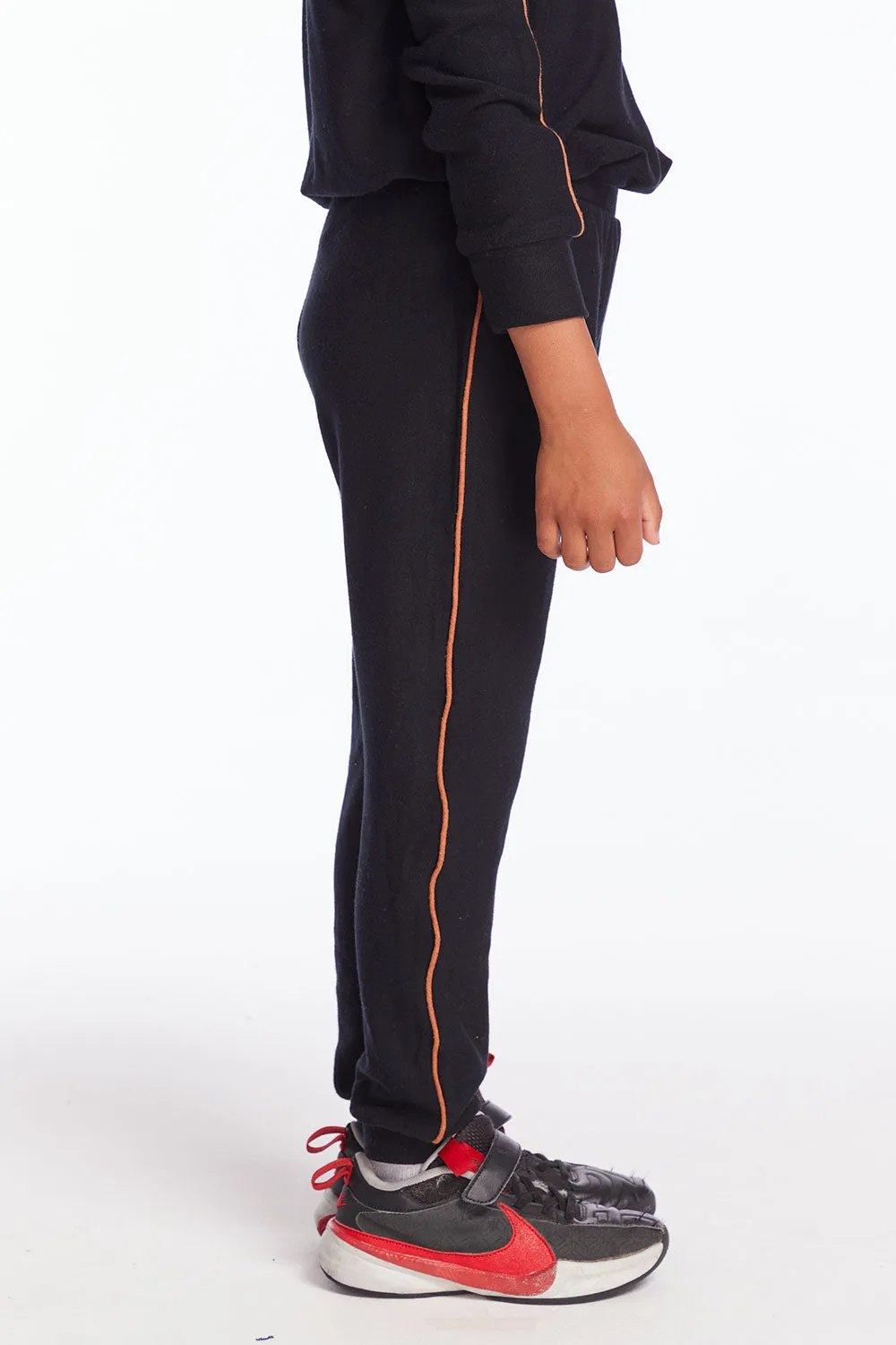 Boys True Black Track Pant with Piping sold by Chaser product image thumbnail 2