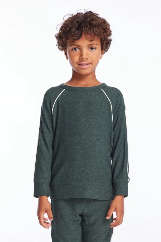 Boys Forest Pine Raglan Pullover with Piping sold by Chaser