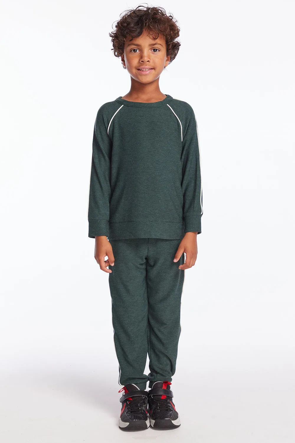 Boys Forest Pine Raglan Pullover with Piping sold by Chaser product image thumbnail 4