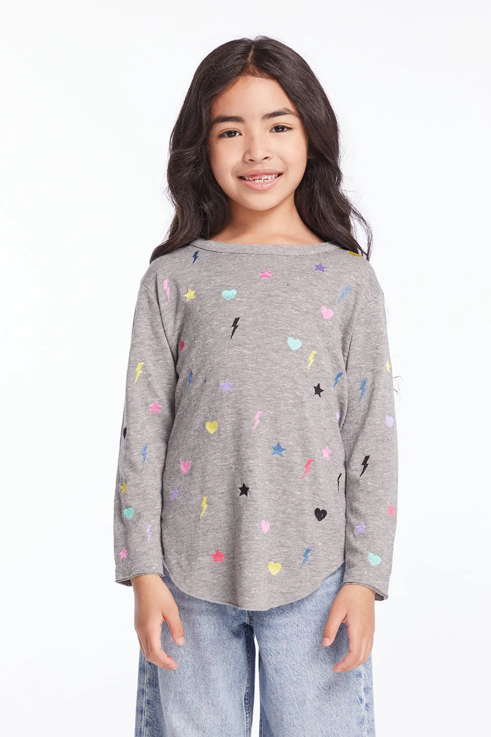 Embroidered Stars & Bolts Girls Long Sleeve sold by Chaser product image thumbnail 2