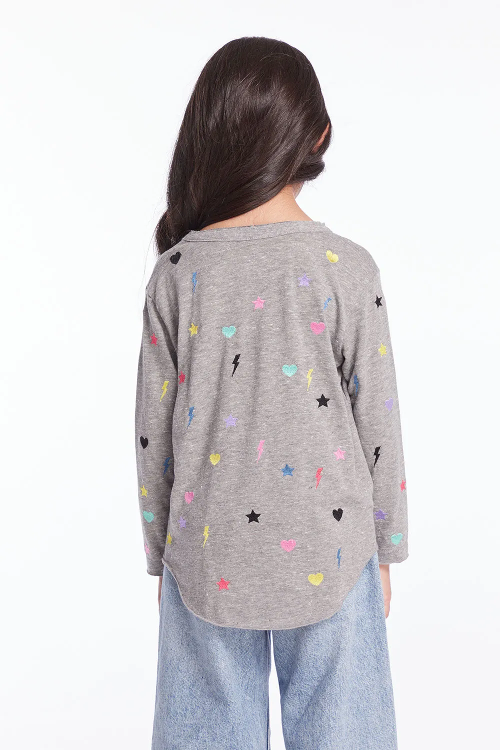 Embroidered Stars & Bolts Girls Long Sleeve sold by Chaser product image thumbnail 4