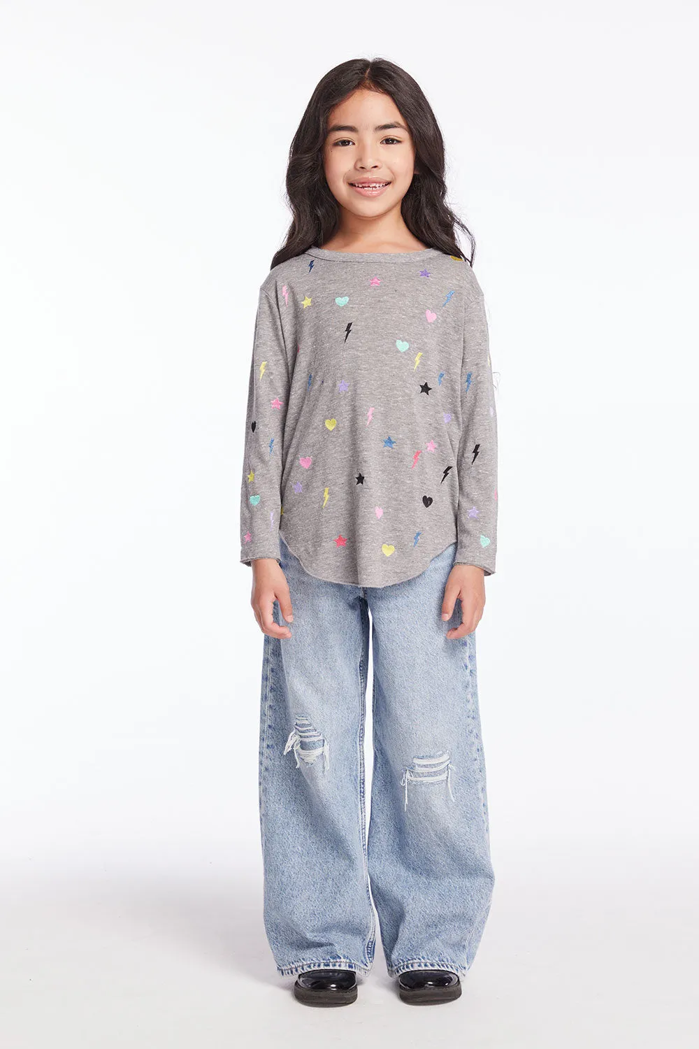Embroidered Stars & Bolts Girls Long Sleeve sold by Chaser product image thumbnail 5