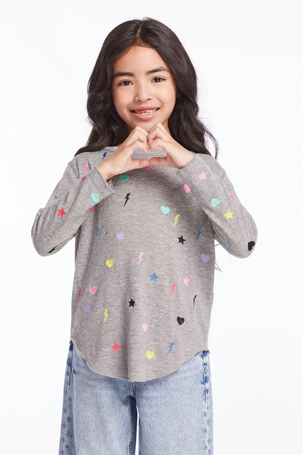 Embroidered Stars & Bolts Girls Long Sleeve sold by Chaser