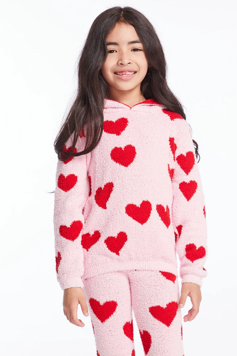 Sugar Heart Girls Semi Cropped Shirred Pullover Hoodie sold by Chaser product image thumbnail 4