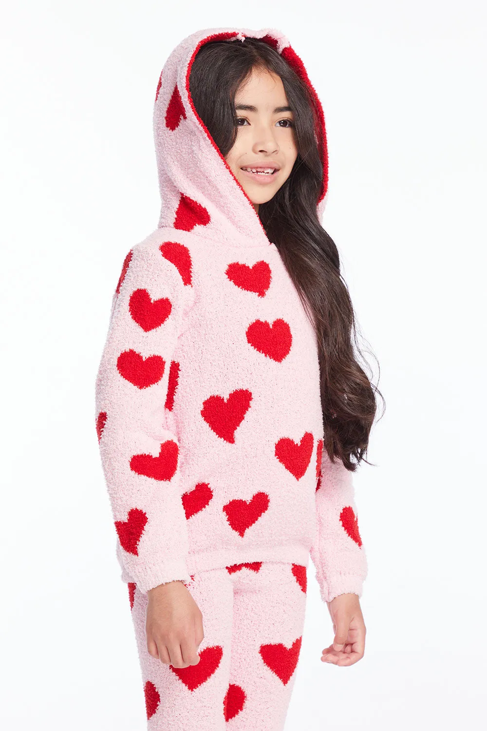 Sugar Heart Girls Semi Cropped Shirred Pullover Hoodie sold by Chaser product image thumbnail 2