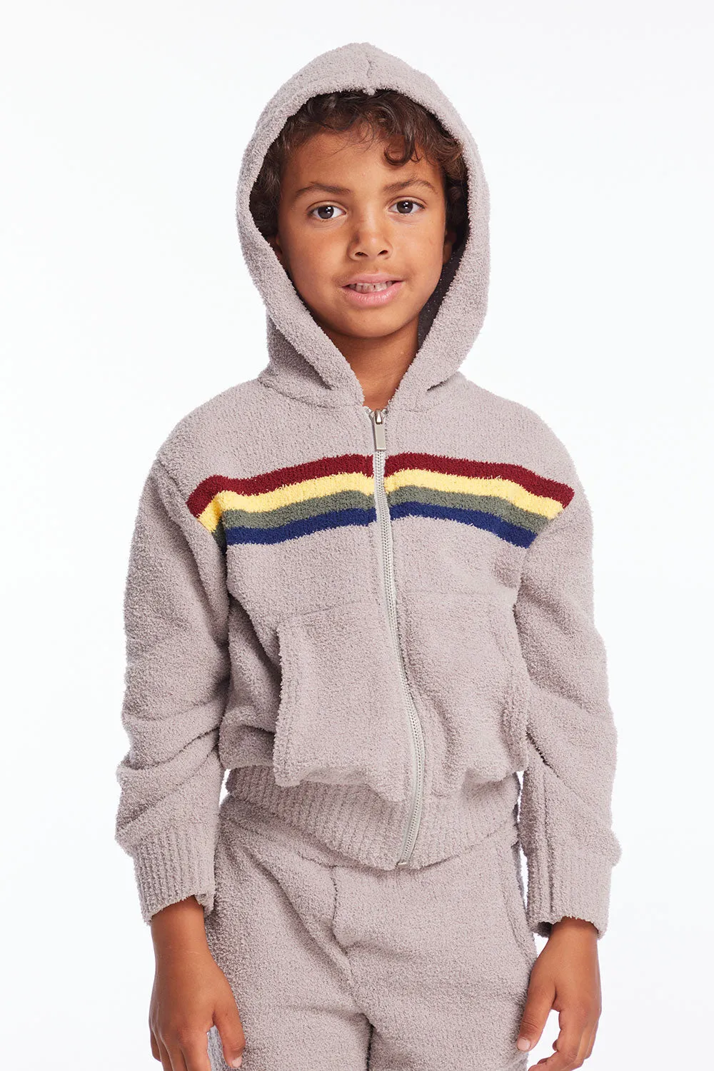 Boys Heather Grey Zip Up Hoodie sold by Chaser product image thumbnail 2