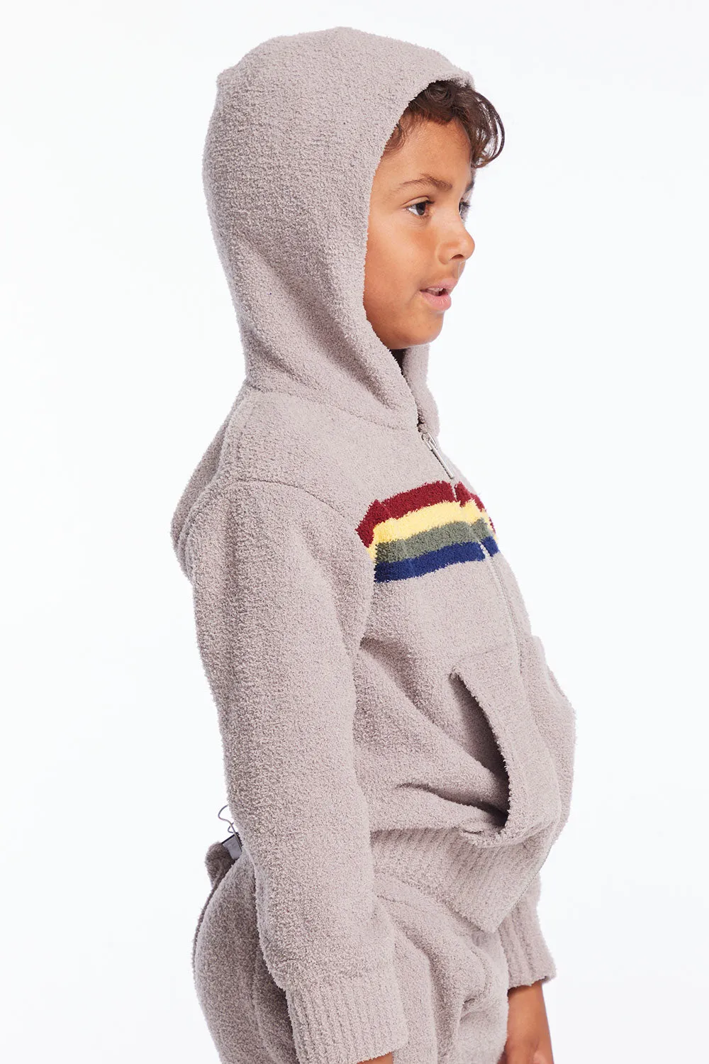 Boys Heather Grey Zip Up Hoodie sold by Chaser product image thumbnail 3