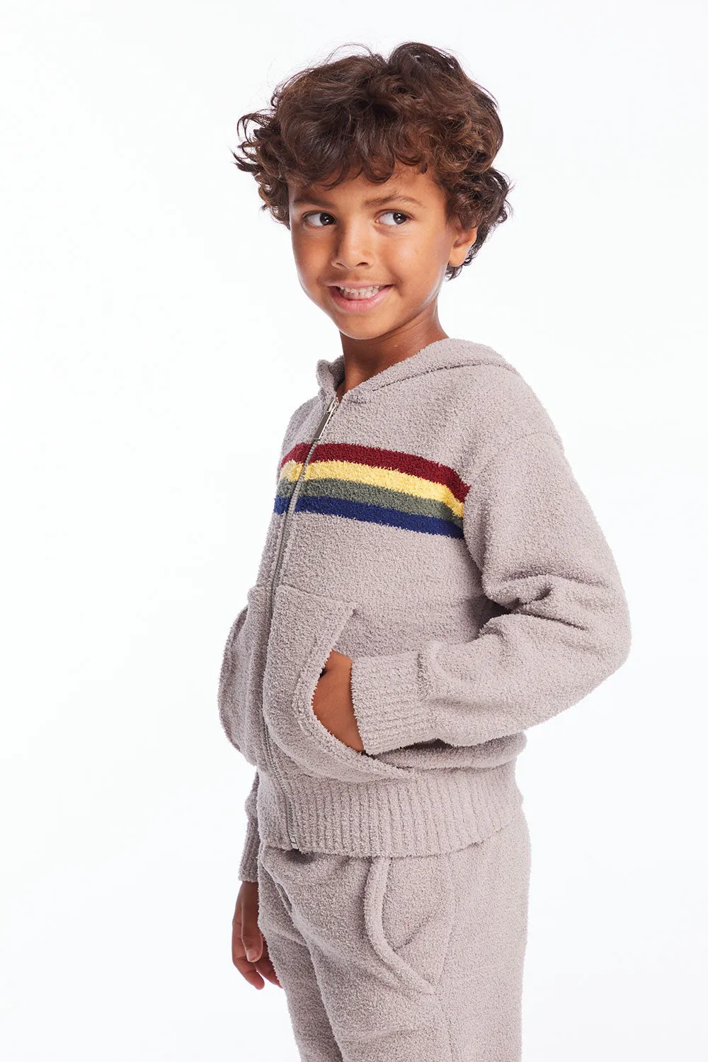 Boys Heather Grey Zip Up Hoodie sold by Chaser product image thumbnail 4