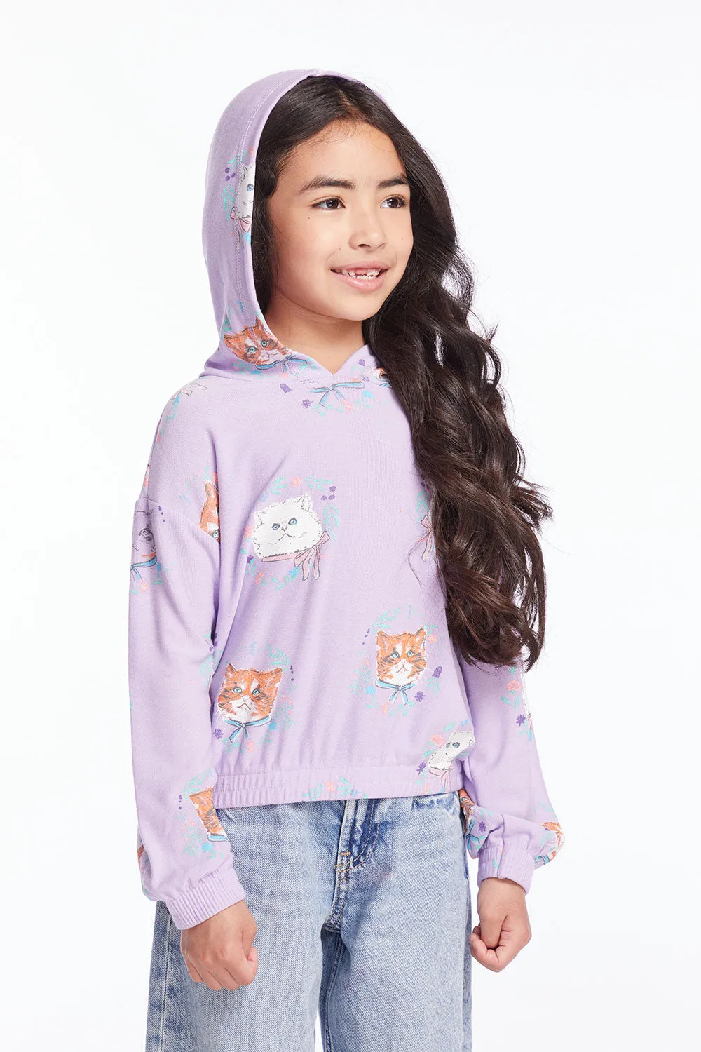 Kitten Wreaths Girls Pullover Hoodie sold by Chaser product image thumbnail 2