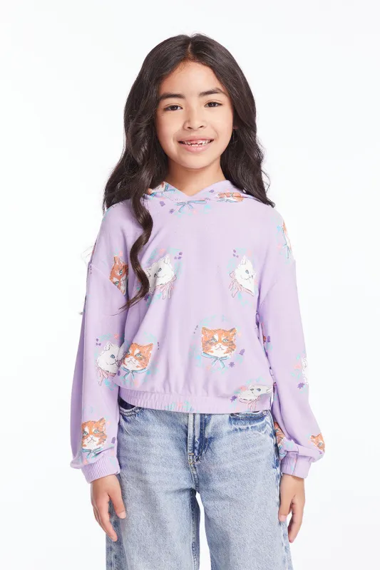 Kitten Wreaths Girls Pullover Hoodie made by Chaser