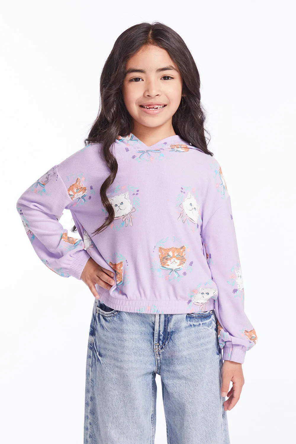 Kitten Wreaths Girls Pullover Hoodie sold by Chaser product image thumbnail 4
