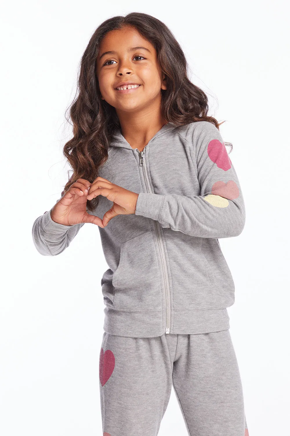 Multi Hearts Girls Zip Up Hoodie sold by Chaser