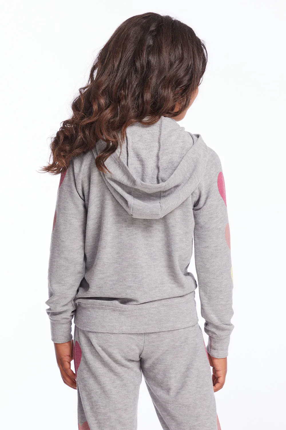 Multi Hearts Girls Zip Up Hoodie sold by Chaser product image thumbnail 5