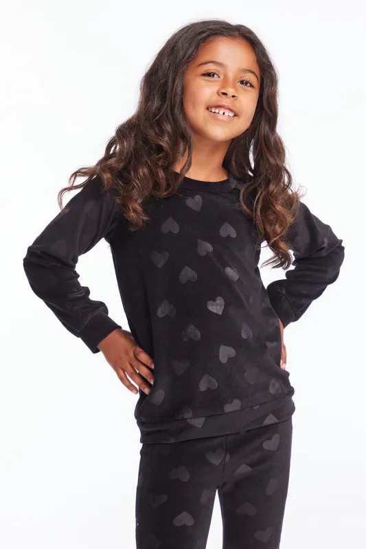Blouson Sleeve Girls Licorice Heart Raglan Pullover sold by Chaser