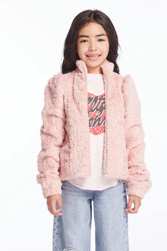 Girls Pinky Puff Sleeve Jacket sold by Chaser