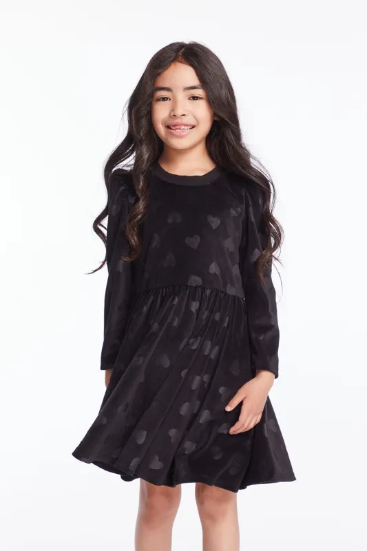 Girls Licorice Puff Long Sleeve Dress with Twirl Skirt sold by Chaser