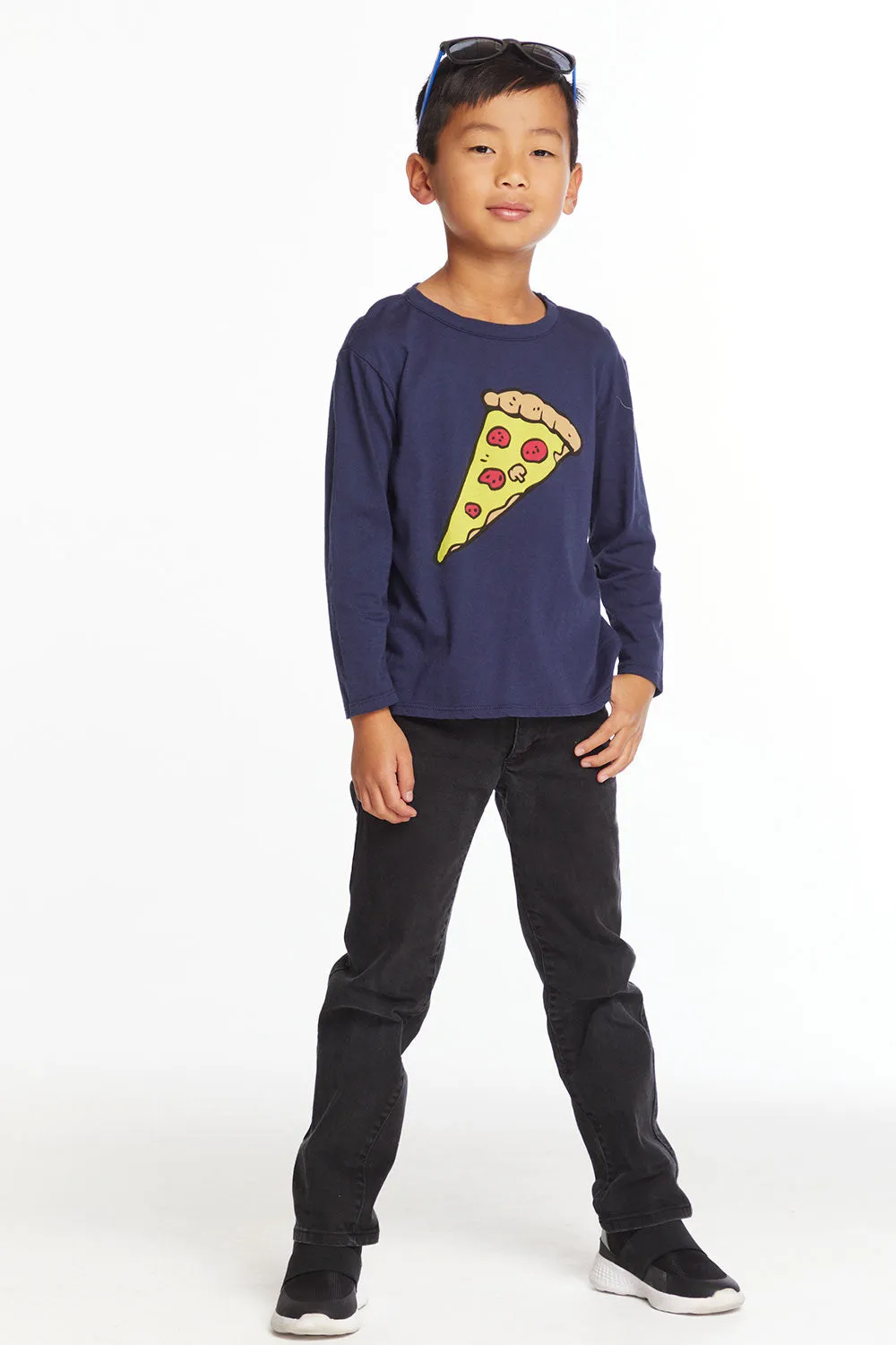 Pizza Love Boys Long Sleeve Crew Neck Tee sold by Chaser product image thumbnail 3