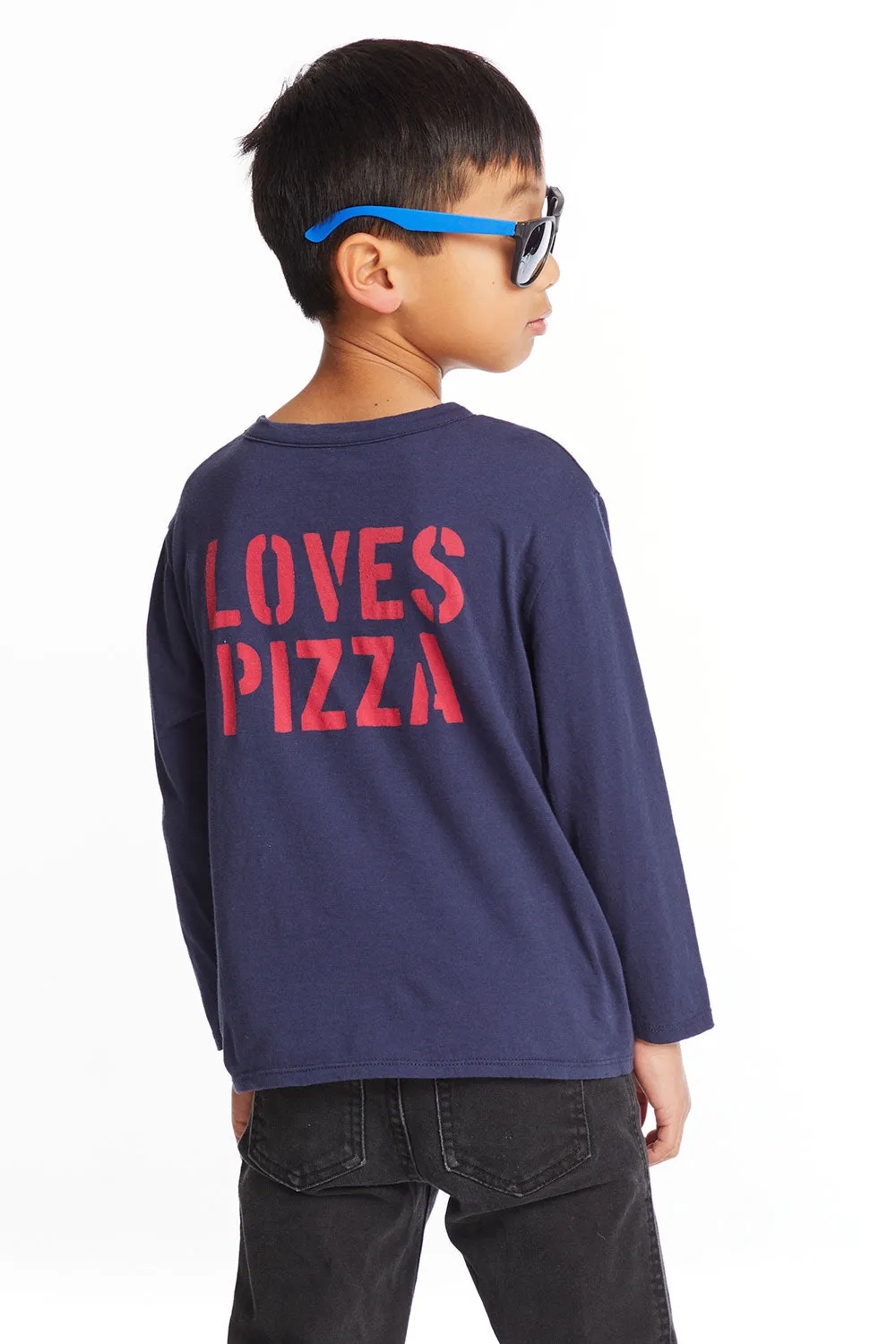 Pizza Love Boys Long Sleeve Crew Neck Tee sold by Chaser product image thumbnail 2
