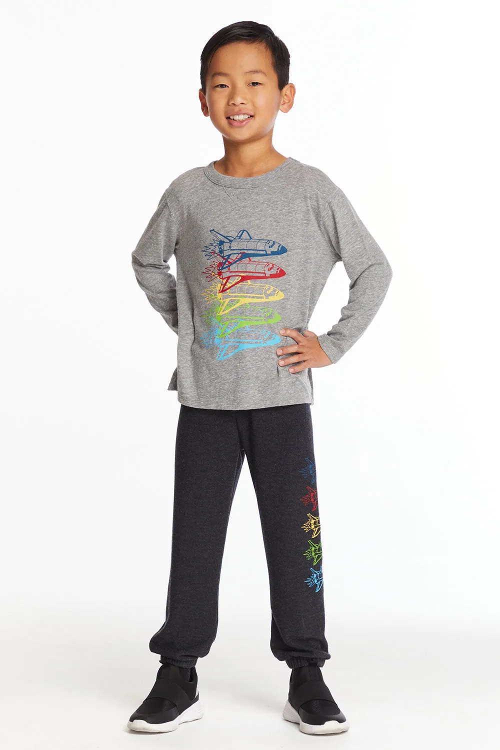 Rocketships Boys Long Sleeve Crew Neck Tee sold by Chaser product image thumbnail 3