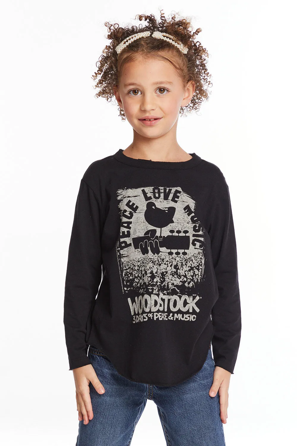 Woodstock Peace Love Music Girls Long Sleeve sold by Chaser product image thumbnail 2