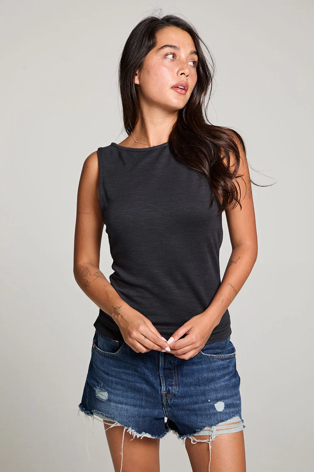 Alba Licorice Black Tank sold by Chaser