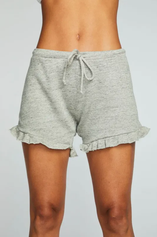 Linen French Terry Raw Edge Ruffle Short sold by Chaser