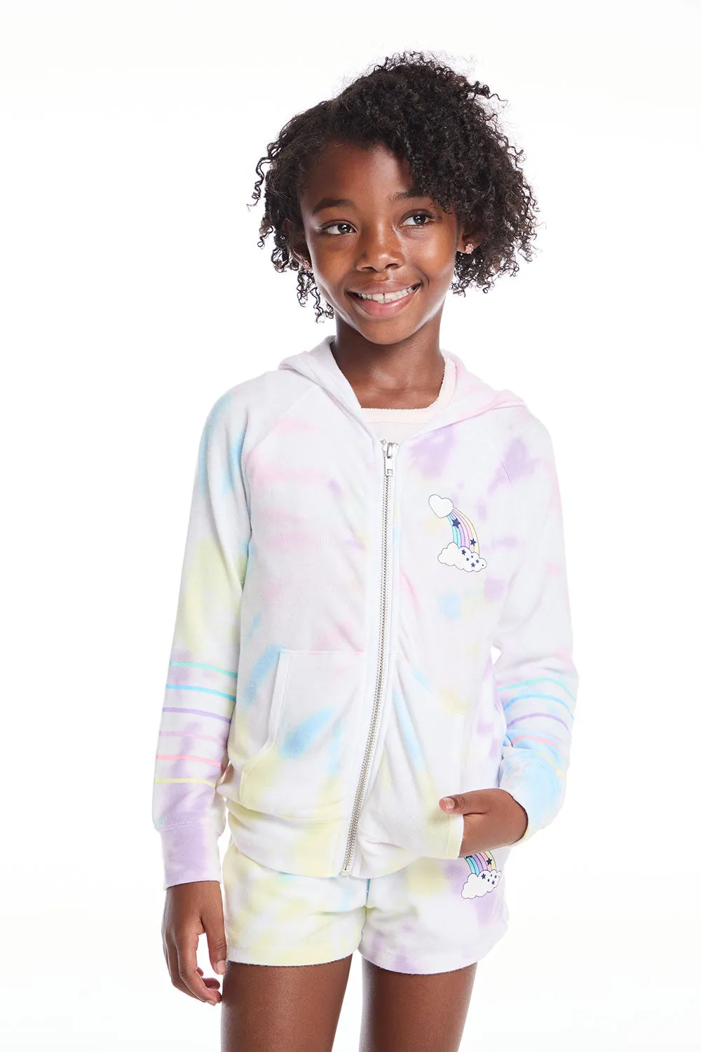 Rainbow Stripe Girls Zip Up Hoodie sold by Chaser