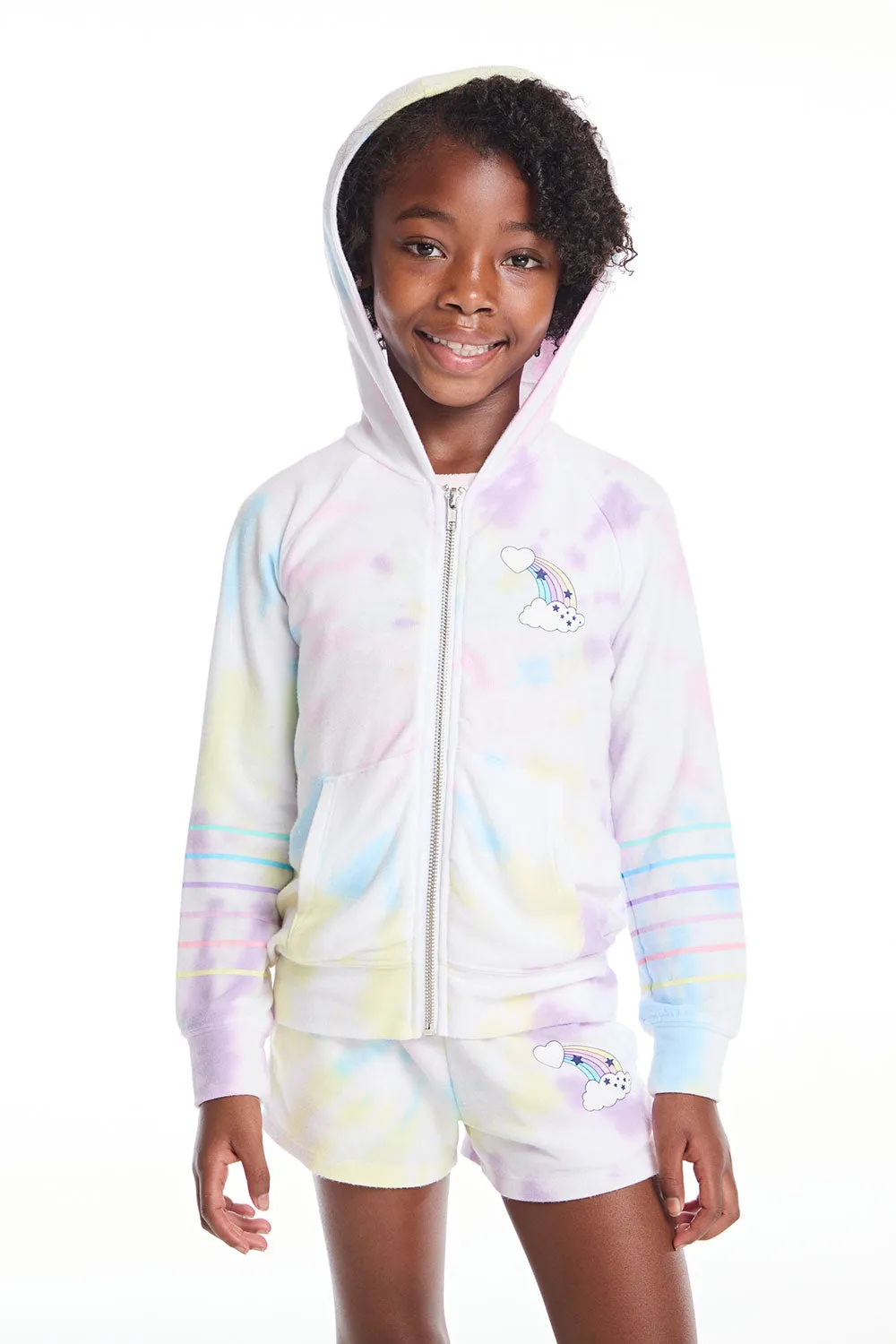 Rainbow Stripe Girls Zip Up Hoodie sold by Chaser product image thumbnail 2
