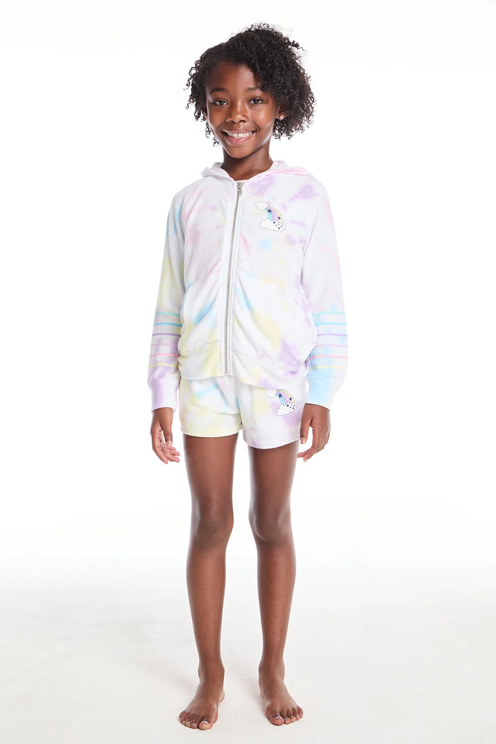 Rainbow Stripe Girls Zip Up Hoodie sold by Chaser product image thumbnail 5