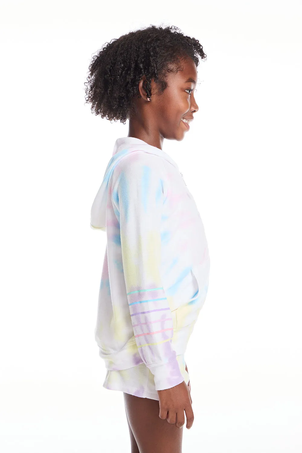 Rainbow Stripe Girls Zip Up Hoodie sold by Chaser product image thumbnail 3