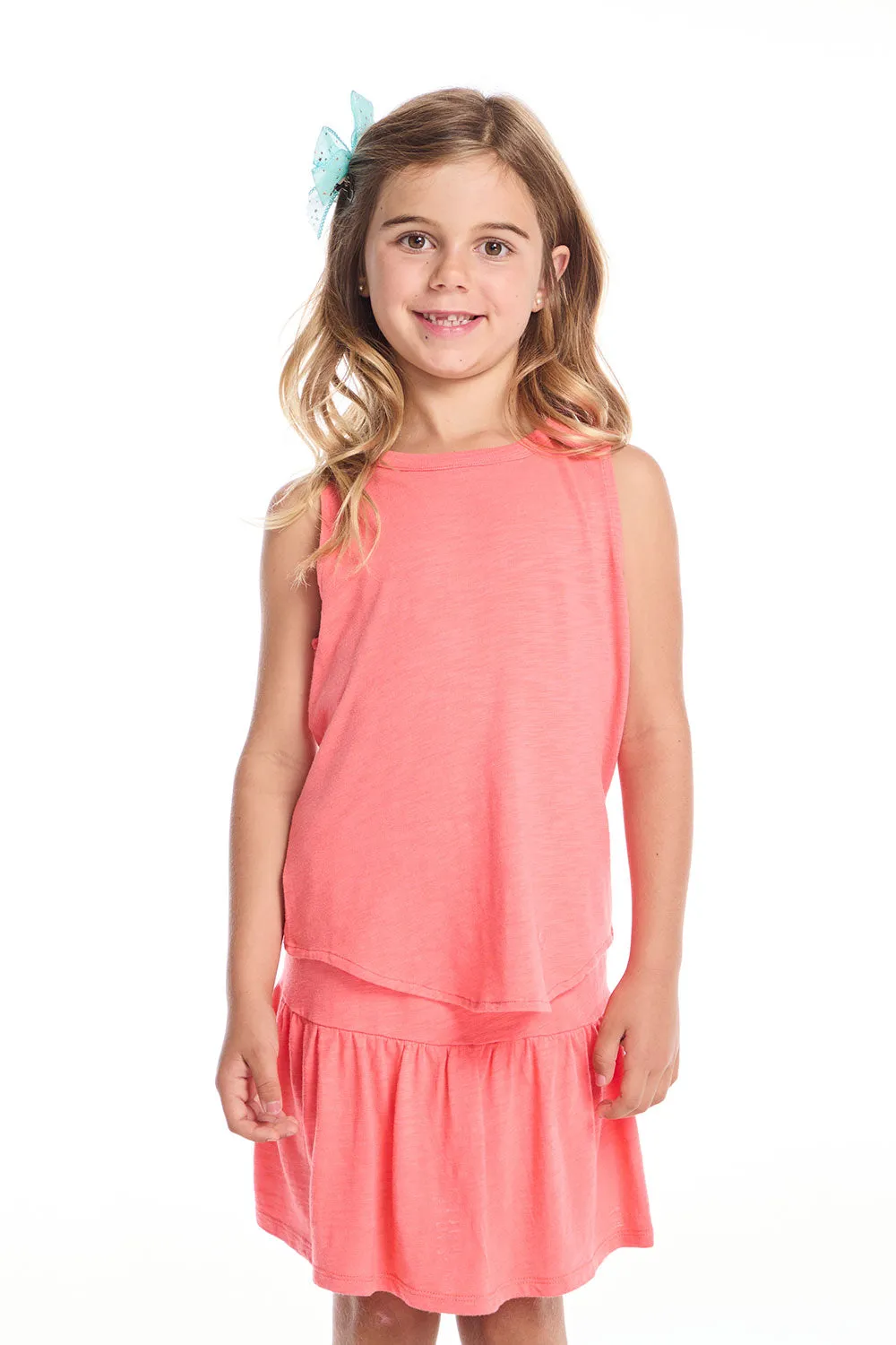 Devin Electric Coral Girls Muscle Tee sold by Chaser