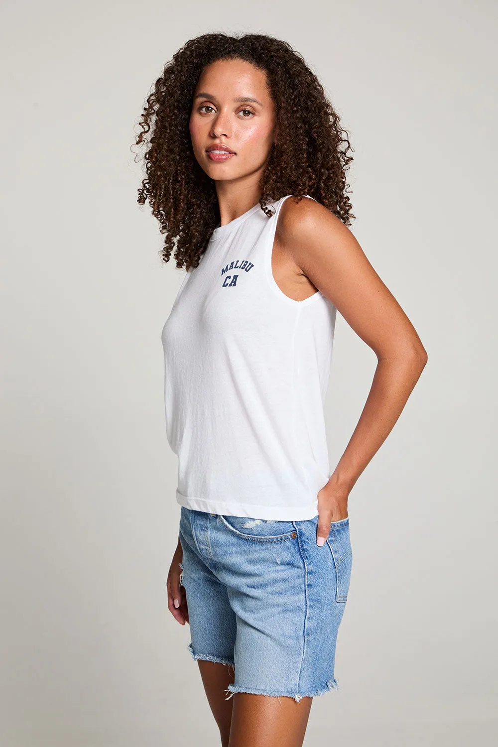 Malibu Ca Muscle Crop Tee sold by Chaser product image thumbnail 2
