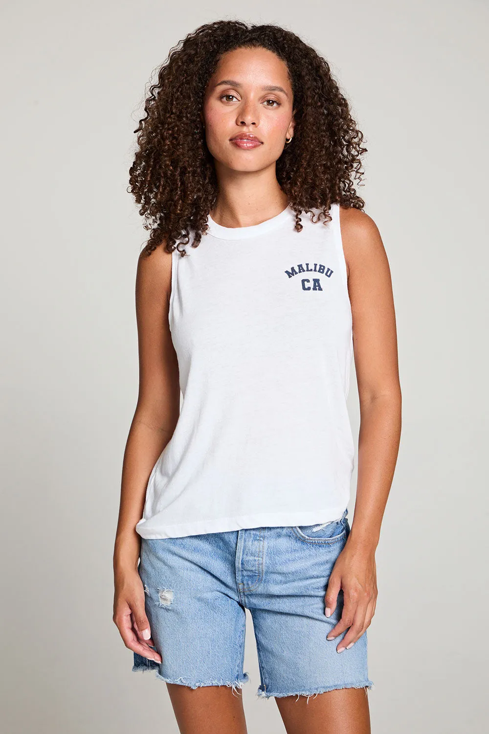 Malibu Ca Muscle Crop Tee sold by Chaser product image thumbnail 4
