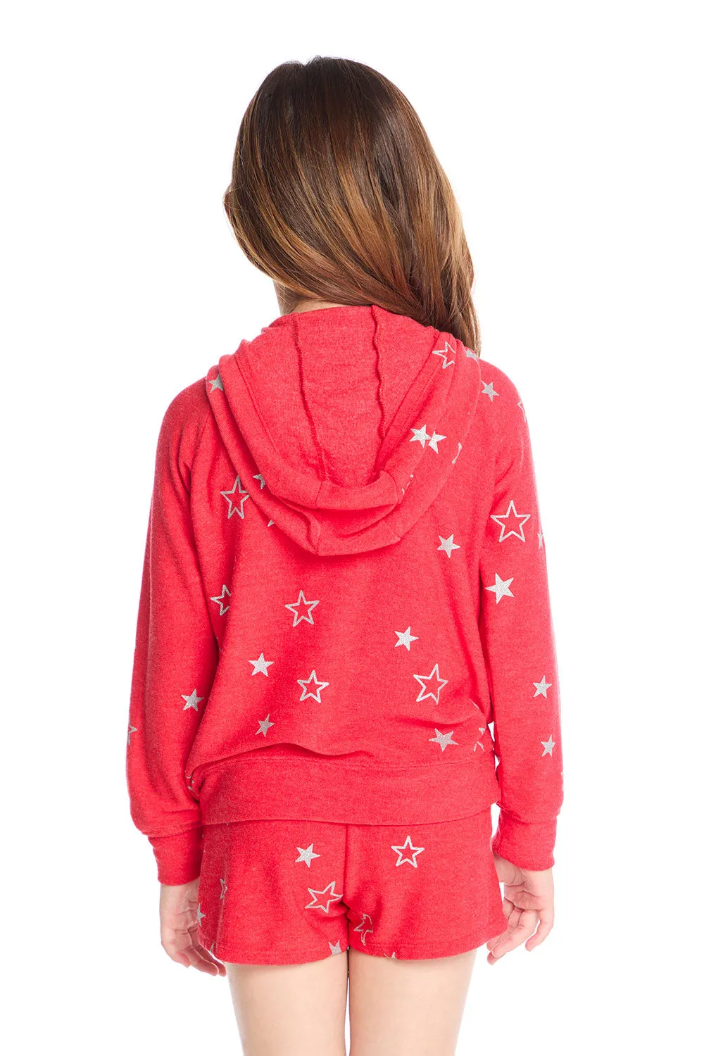 Zip Up Crimson Glitter Stars Hoodie sold by Chaser product image thumbnail 3