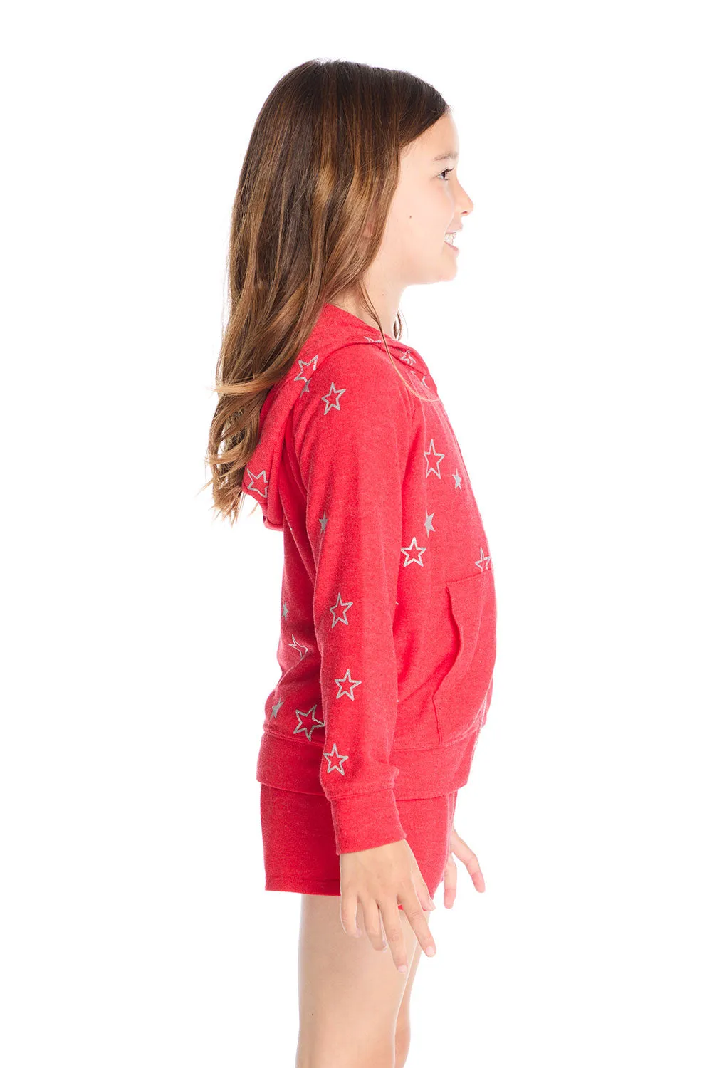 Zip Up Crimson Glitter Stars Hoodie sold by Chaser product image thumbnail 2